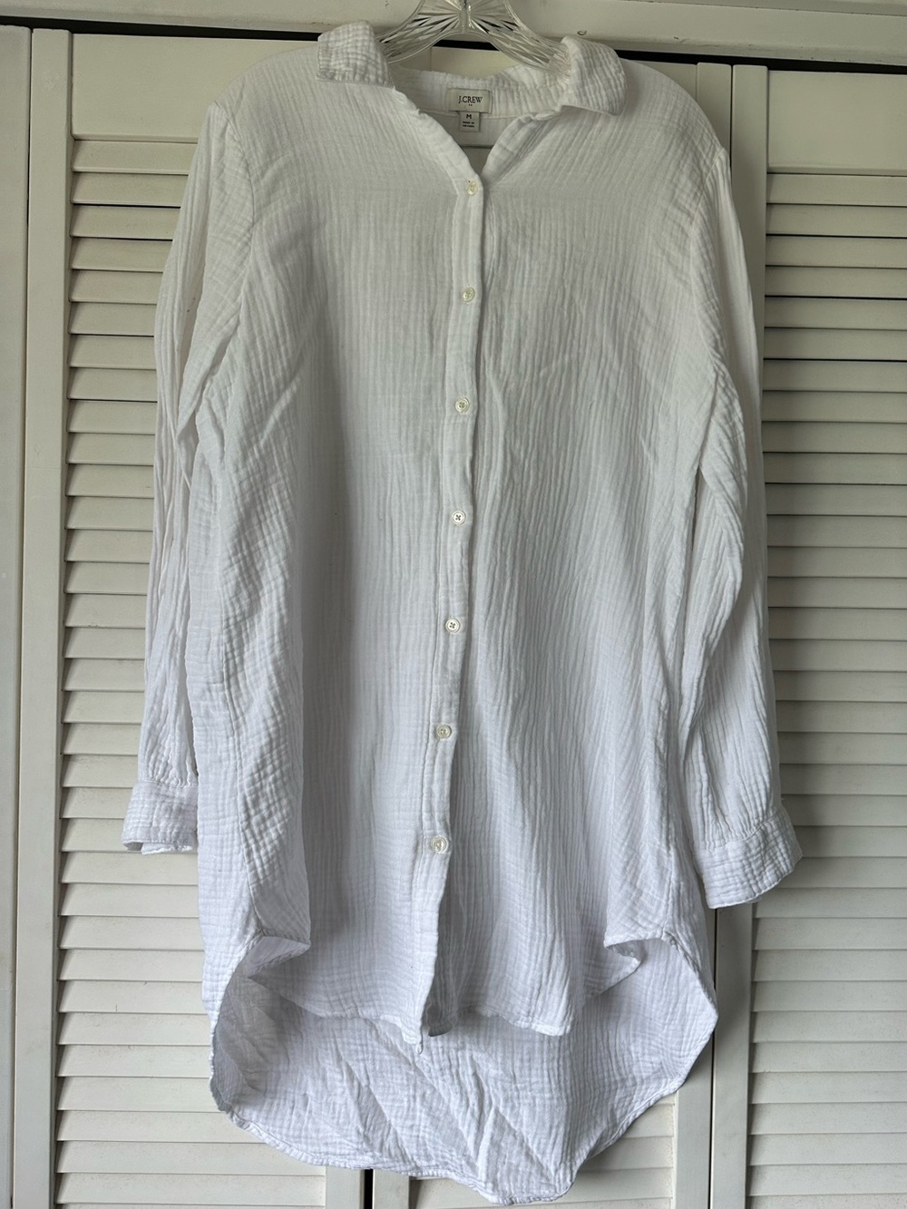 J. Crew Women’s White Textured Button-Up Cover Up Shirt